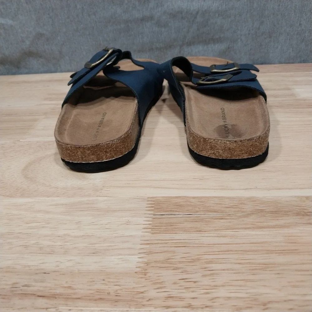 Lucky Brand Kids Slide Sandals Double Buckle Size 2M Navy Blue